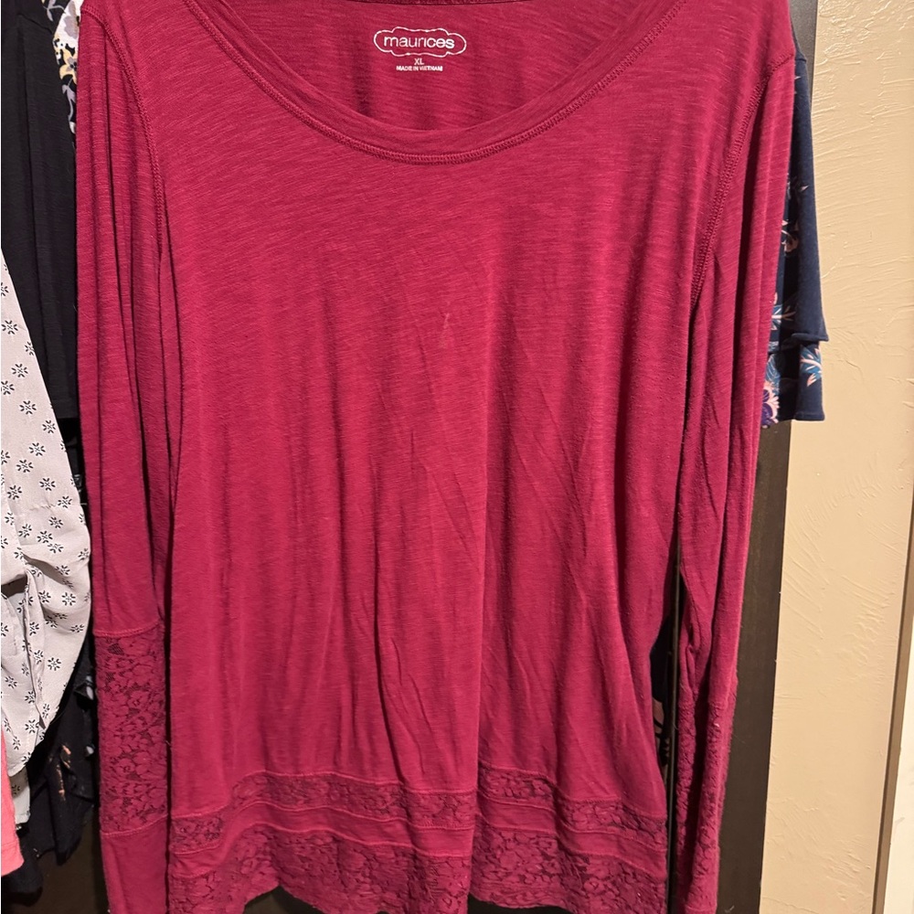 Maurices Women's Burgundy Long Sleeve Top